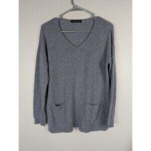 Claudia Nichole‎ Cashmere Sweater Blue V Neck Women's M Prep Minimal Capsule 152